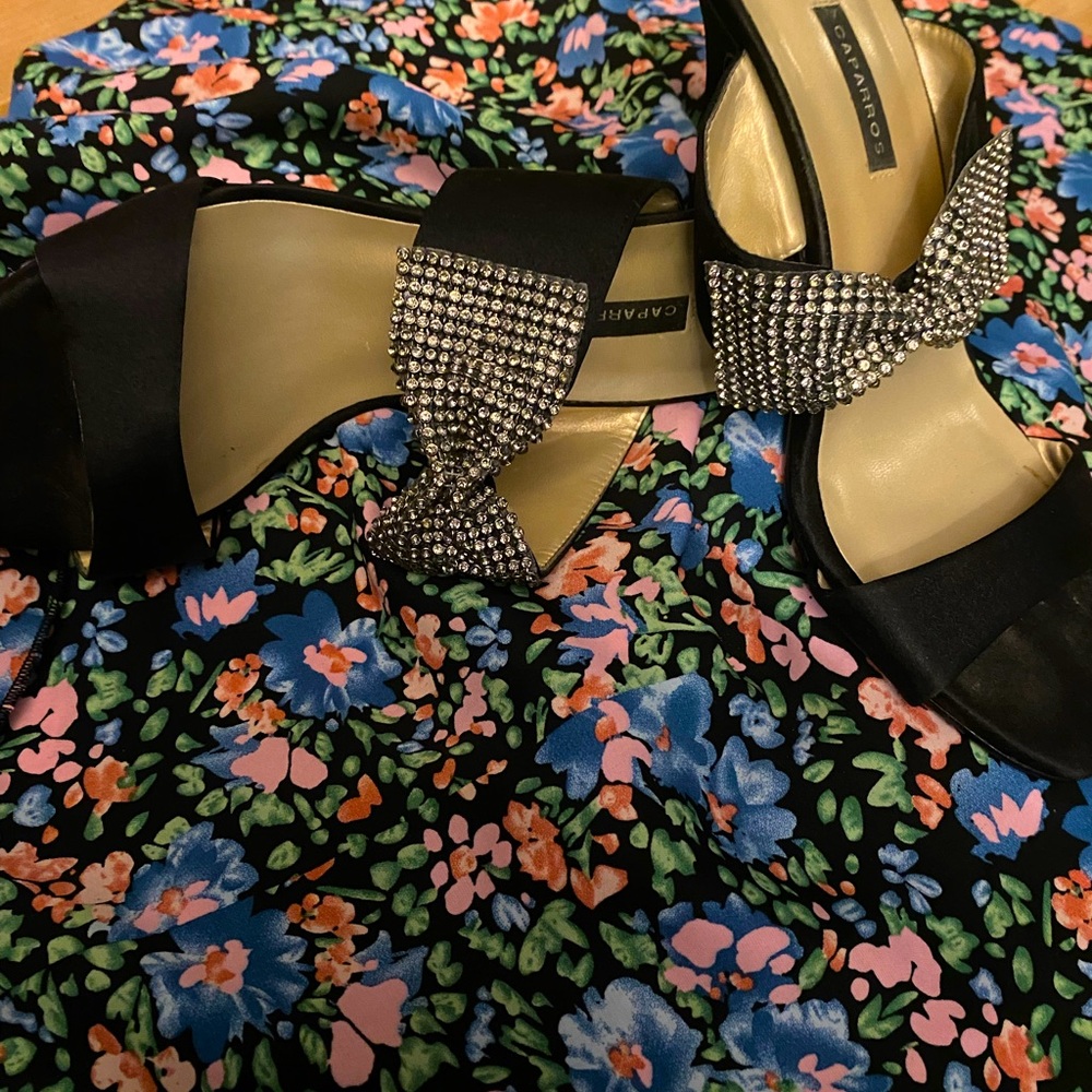 Rhinestone bow heels